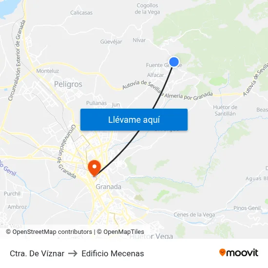 Ctra. De Víznar to Edificio Mecenas map