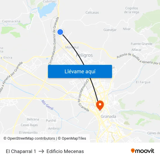 El Chaparral 1 to Edificio Mecenas map