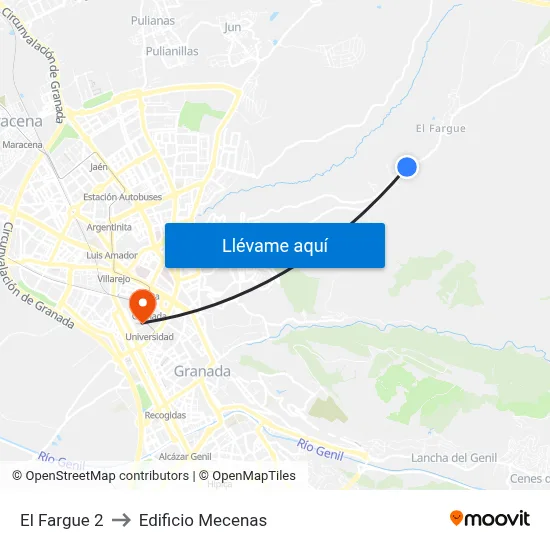 El Fargue 2 to Edificio Mecenas map