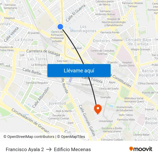 Francisco Ayala 2 to Edificio Mecenas map