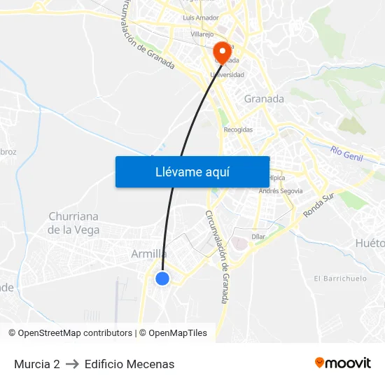 Murcia 2 to Edificio Mecenas map