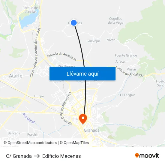 C/ Granada to Edificio Mecenas map