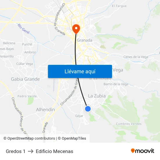 Gredos 1 to Edificio Mecenas map