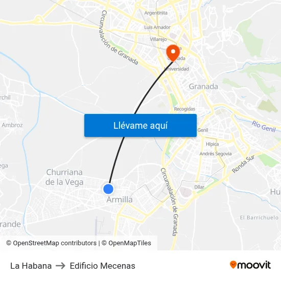 La Habana to Edificio Mecenas map