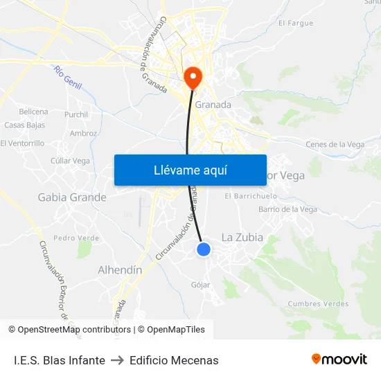 I.E.S. Blas Infante to Edificio Mecenas map