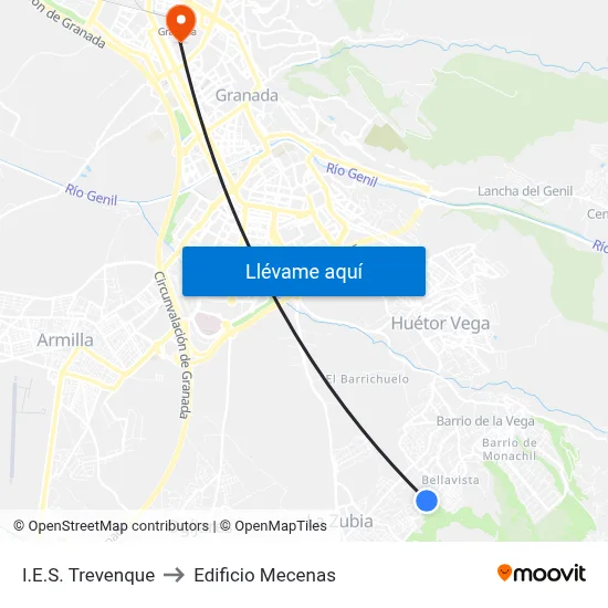 I.E.S. Trevenque to Edificio Mecenas map