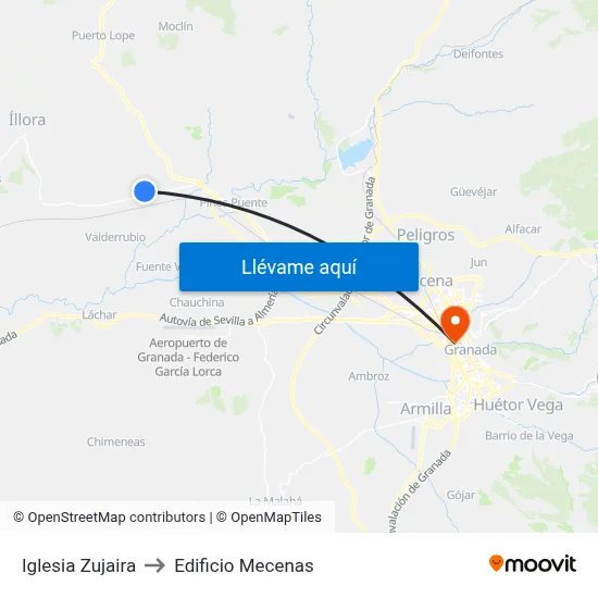 Iglesia Zujaira to Edificio Mecenas map