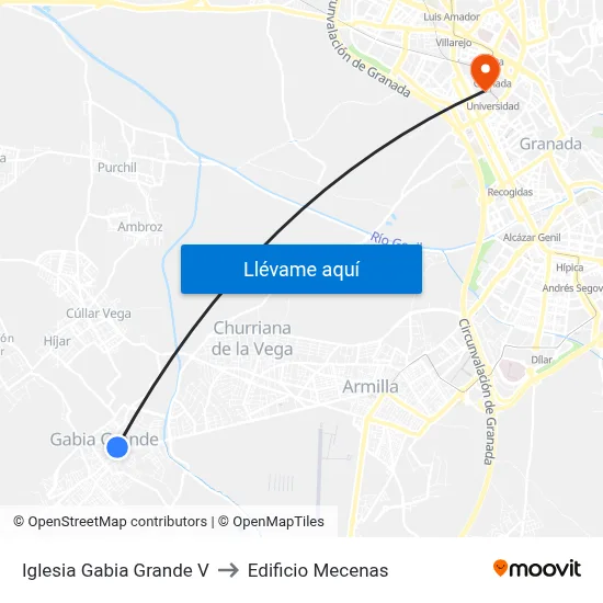 Iglesia Gabia Grande V to Edificio Mecenas map