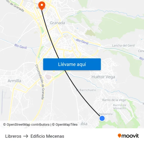 Libreros to Edificio Mecenas map