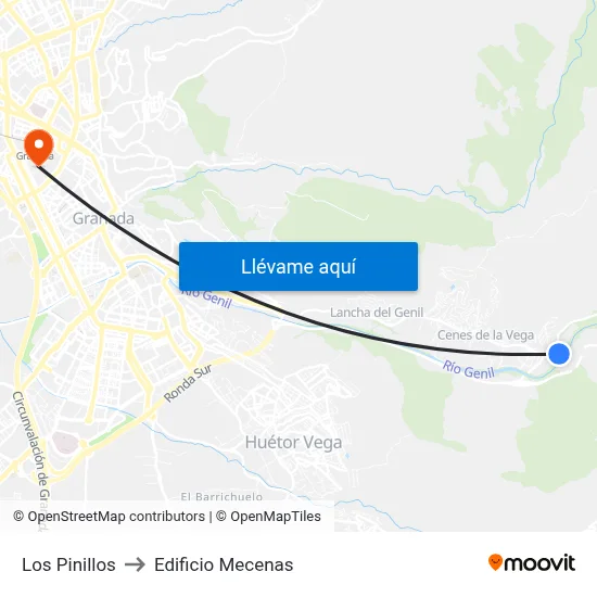 Los Pinillos to Edificio Mecenas map