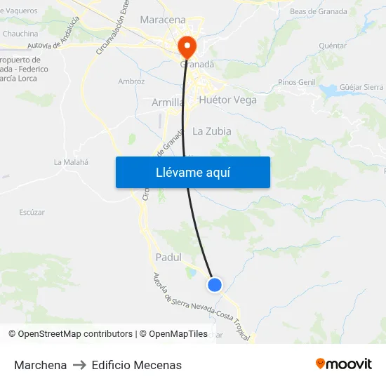 Marchena to Edificio Mecenas map