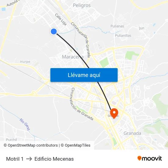 Motril 1 to Edificio Mecenas map