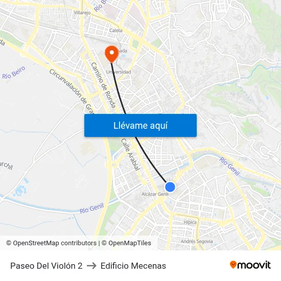 Paseo Del Violón 2 to Edificio Mecenas map