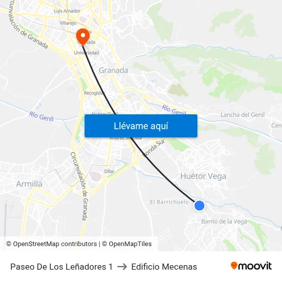 Paseo De Los Leñadores 1 to Edificio Mecenas map