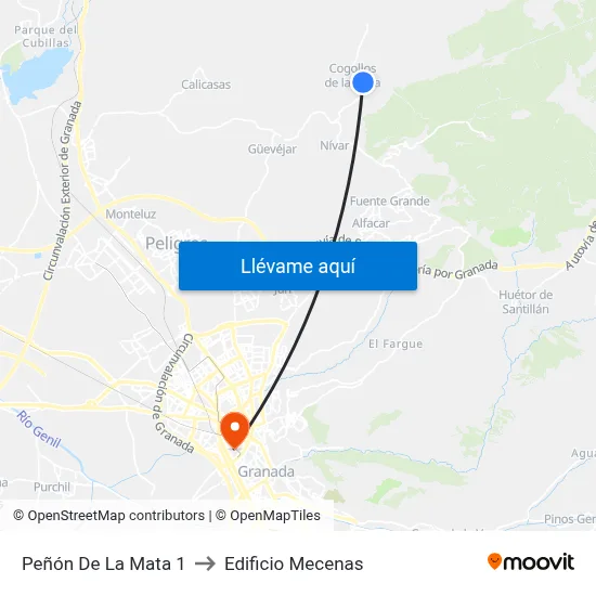 Peñón De La Mata 1 to Edificio Mecenas map
