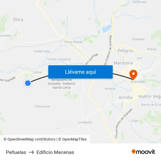 Peñuelas to Edificio Mecenas map