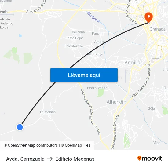 Avda. Serrezuela to Edificio Mecenas map
