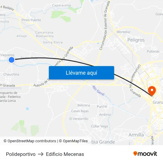 Polideportivo to Edificio Mecenas map