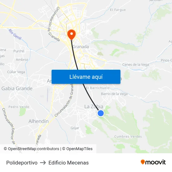 Polideportivo to Edificio Mecenas map