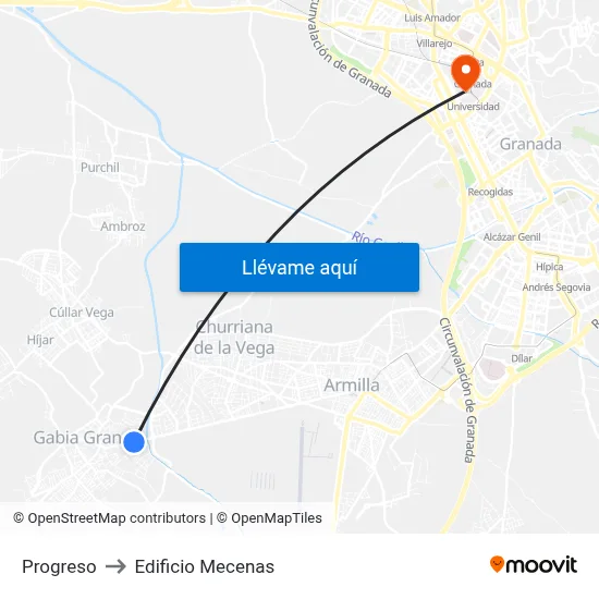 Progreso to Edificio Mecenas map