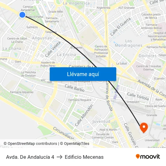 Avda. De Andalucía 4 to Edificio Mecenas map