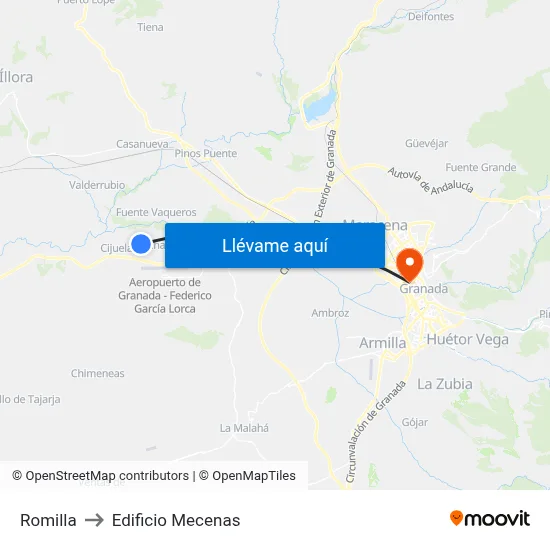 Romilla to Edificio Mecenas map