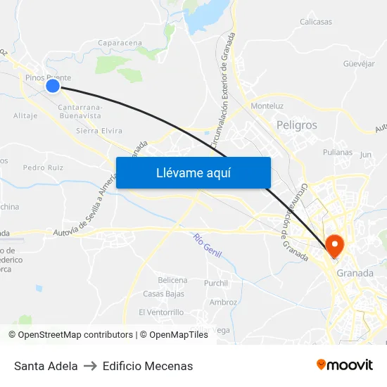 Santa Adela to Edificio Mecenas map