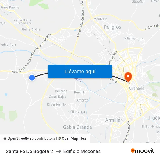 Santa Fe De Bogotá 2 to Edificio Mecenas map