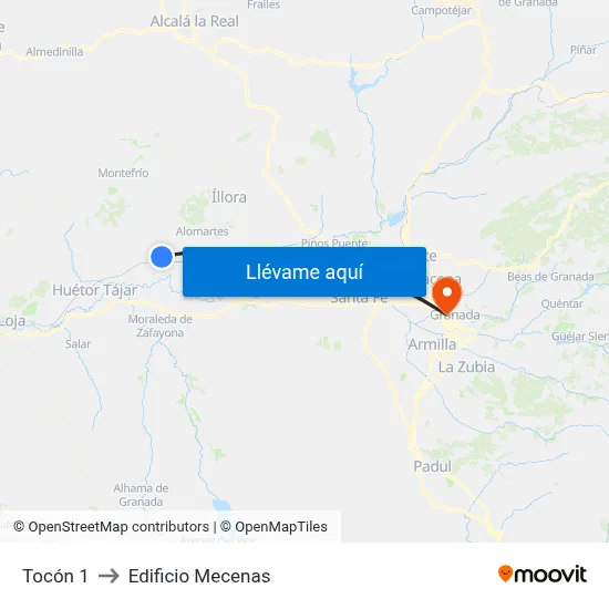 Tocón 1 to Edificio Mecenas map