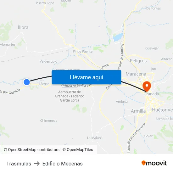 Trasmulas to Edificio Mecenas map