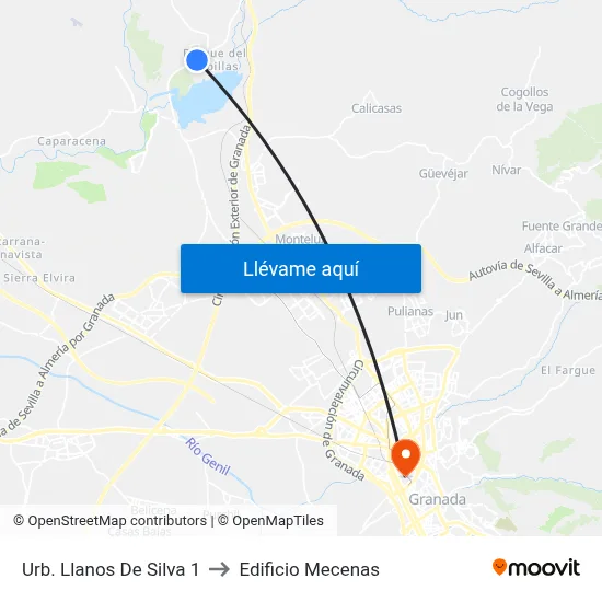 Urb. Llanos De Silva 1 to Edificio Mecenas map