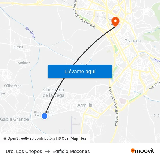 Urb. Los Chopos to Edificio Mecenas map