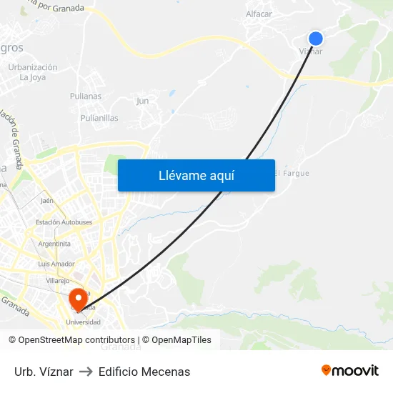 Urb. Víznar to Edificio Mecenas map