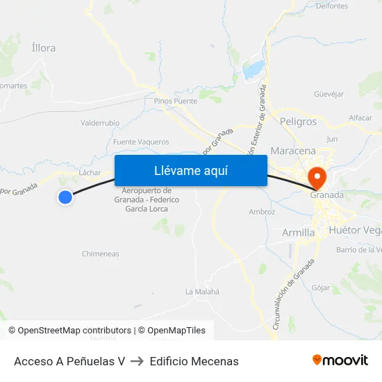 Acceso A Peñuelas V to Edificio Mecenas map