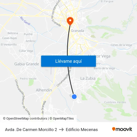 Avda .De Carmen Morcillo 2 to Edificio Mecenas map