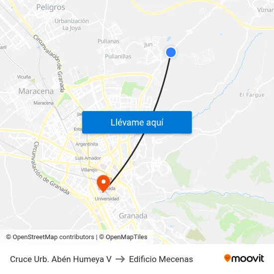 Cruce Urb. Abén Humeya V to Edificio Mecenas map