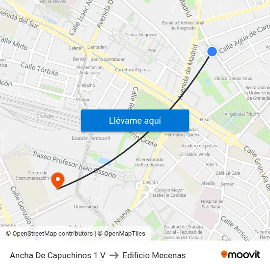 Ancha De Capuchinos 1 V to Edificio Mecenas map