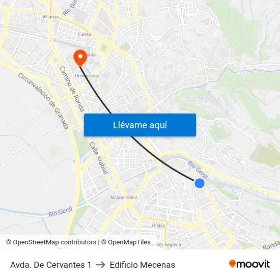 Avda. De Cervantes 1 to Edificio Mecenas map