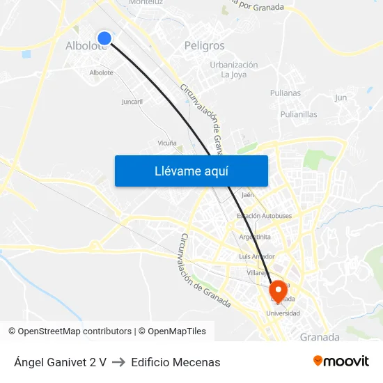 Ángel Ganivet 2 V to Edificio Mecenas map