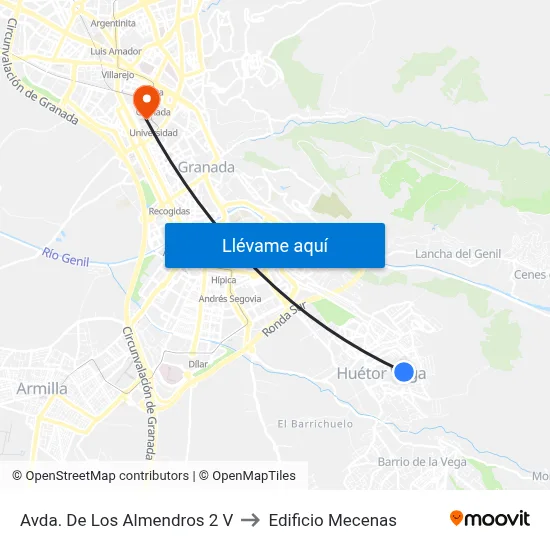 Avda. De Los Almendros 2 V to Edificio Mecenas map
