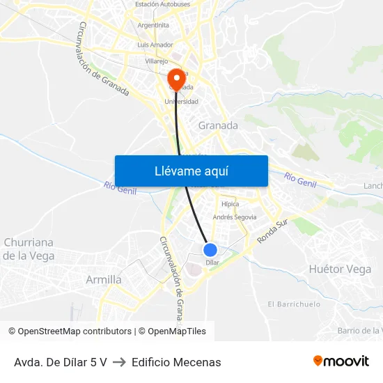Avda. De Dílar 5 V to Edificio Mecenas map