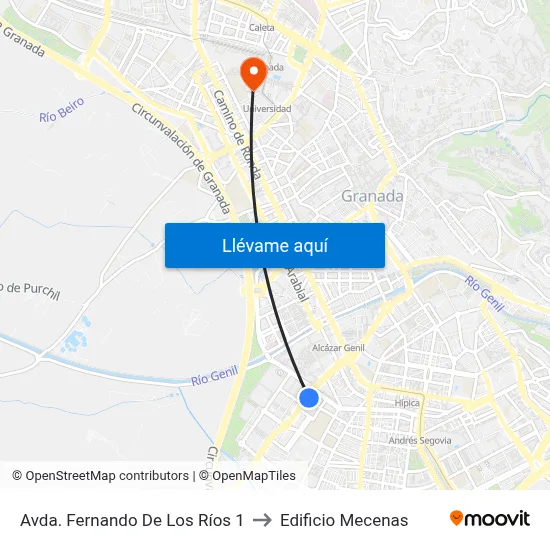 Avda. Fernando De Los Ríos 1 to Edificio Mecenas map