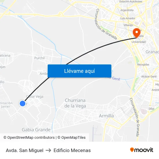 Avda. San Miguel to Edificio Mecenas map