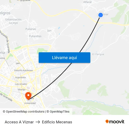 Acceso A Víznar to Edificio Mecenas map
