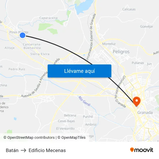 Batán to Edificio Mecenas map