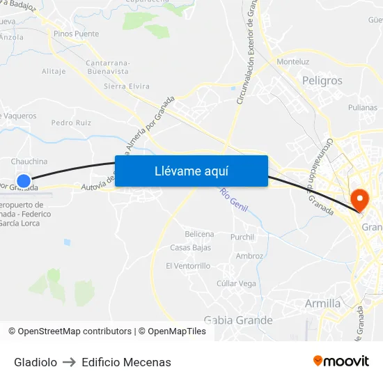 Gladiolo to Edificio Mecenas map