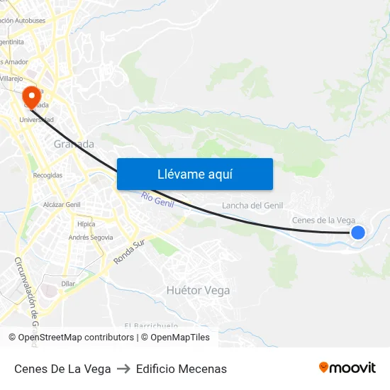 Cenes De La Vega to Edificio Mecenas map