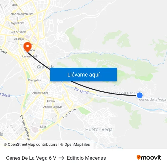 Cenes De La Vega 6 V to Edificio Mecenas map