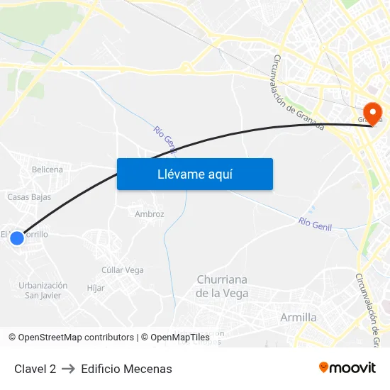 Clavel 2 to Edificio Mecenas map