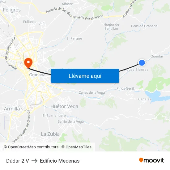 Dúdar 2 V to Edificio Mecenas map